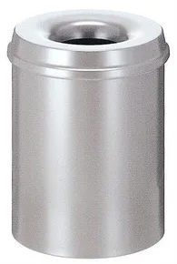 Odpadkový koš, samozhášecí, kovový, kulatý, VEPA BINS, stříbrný